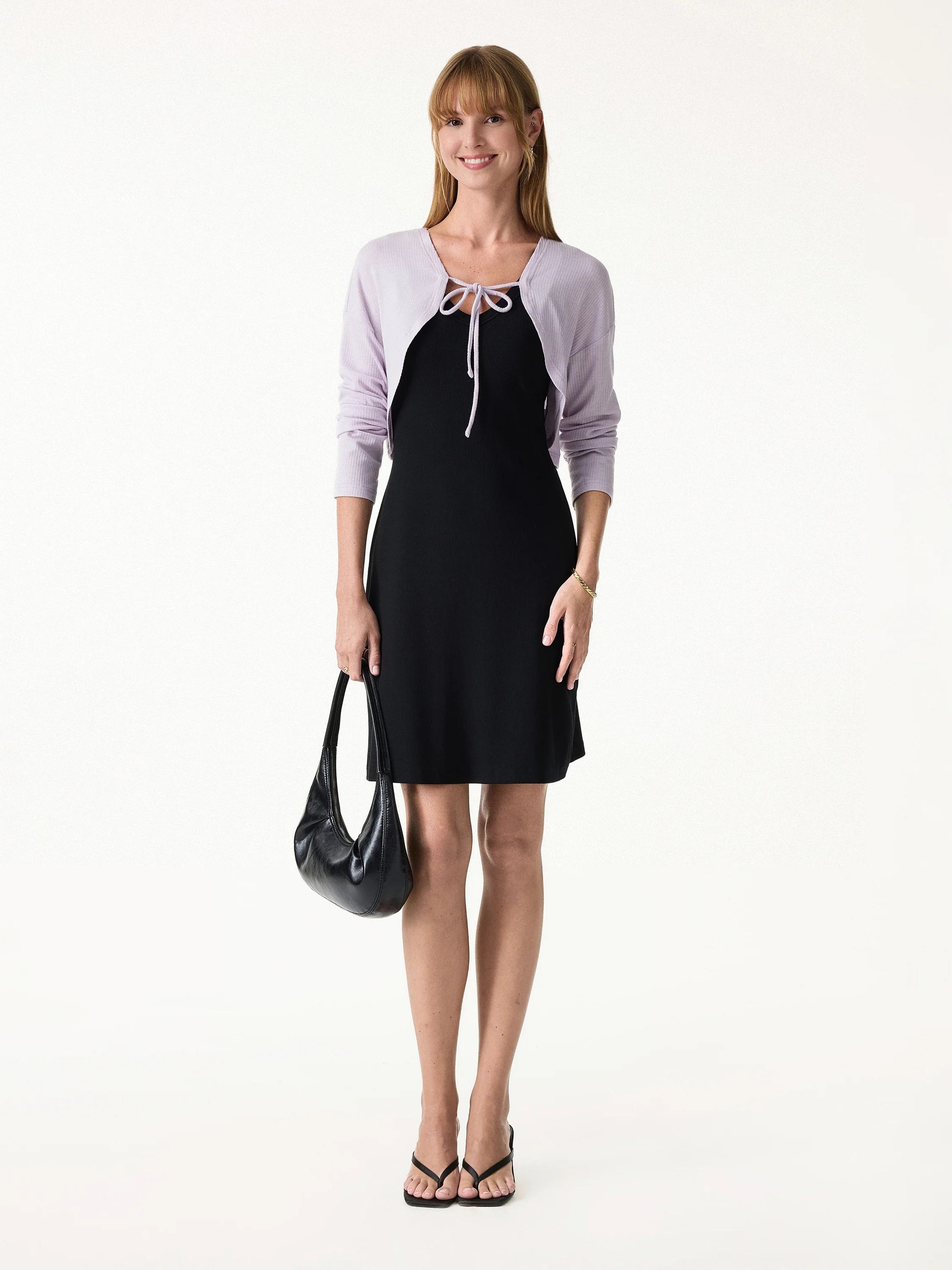 Textured Summer Cropped Cardigan with Tie - Image 5