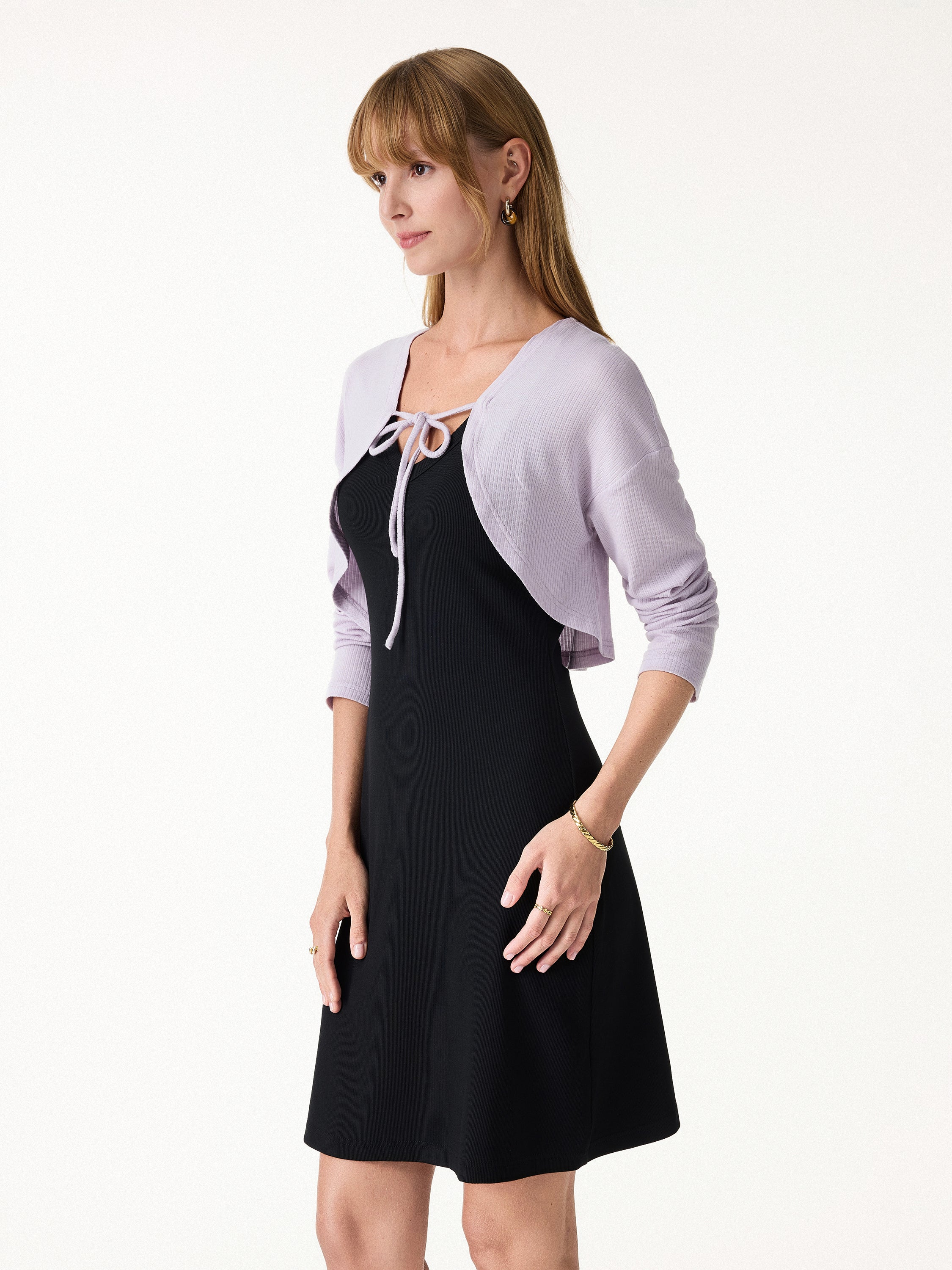 Textured Summer Cropped Cardigan with Tie - Image 7