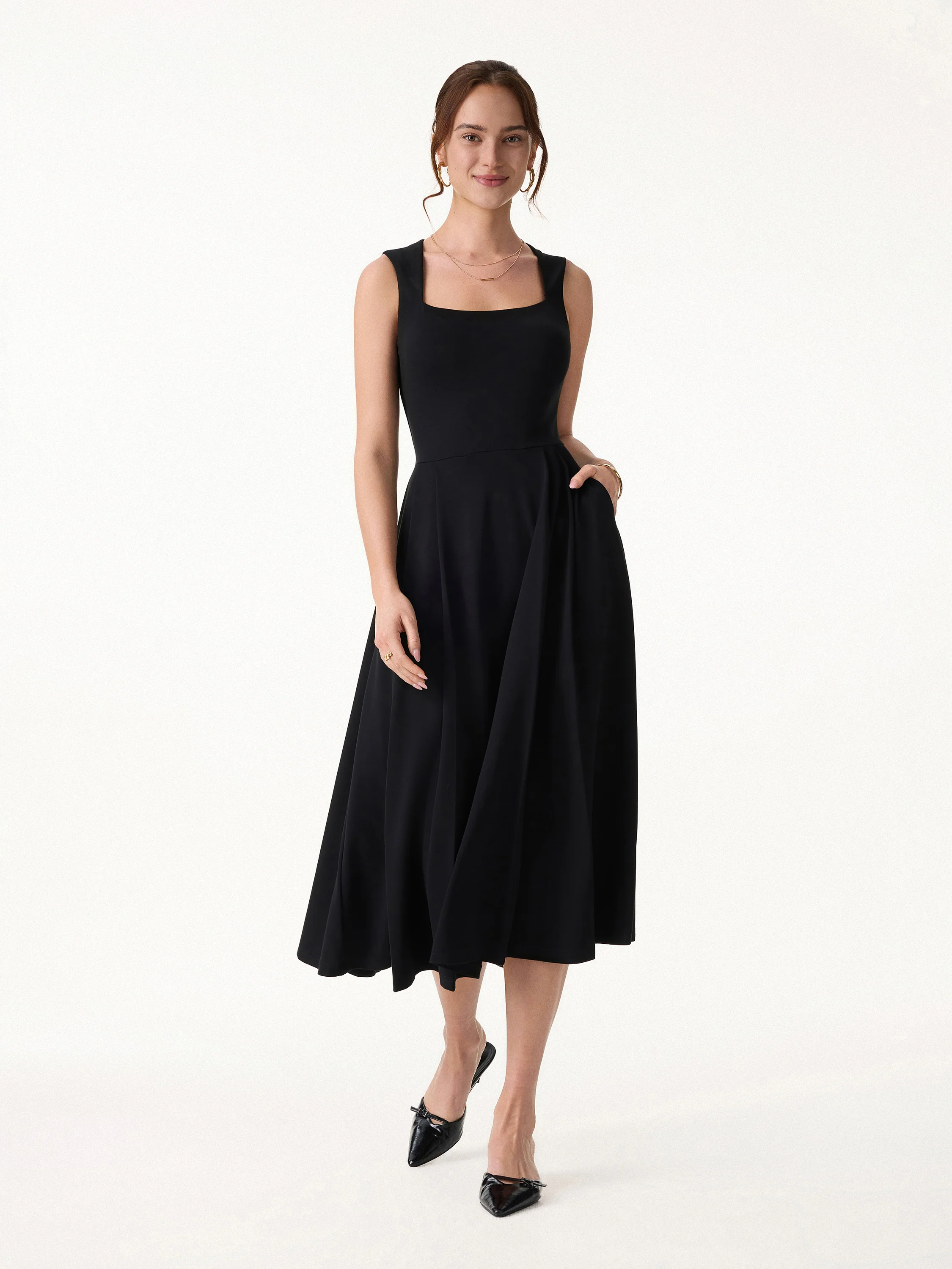 The Anytime Little Black Bra Dress with Pockets - Image 3