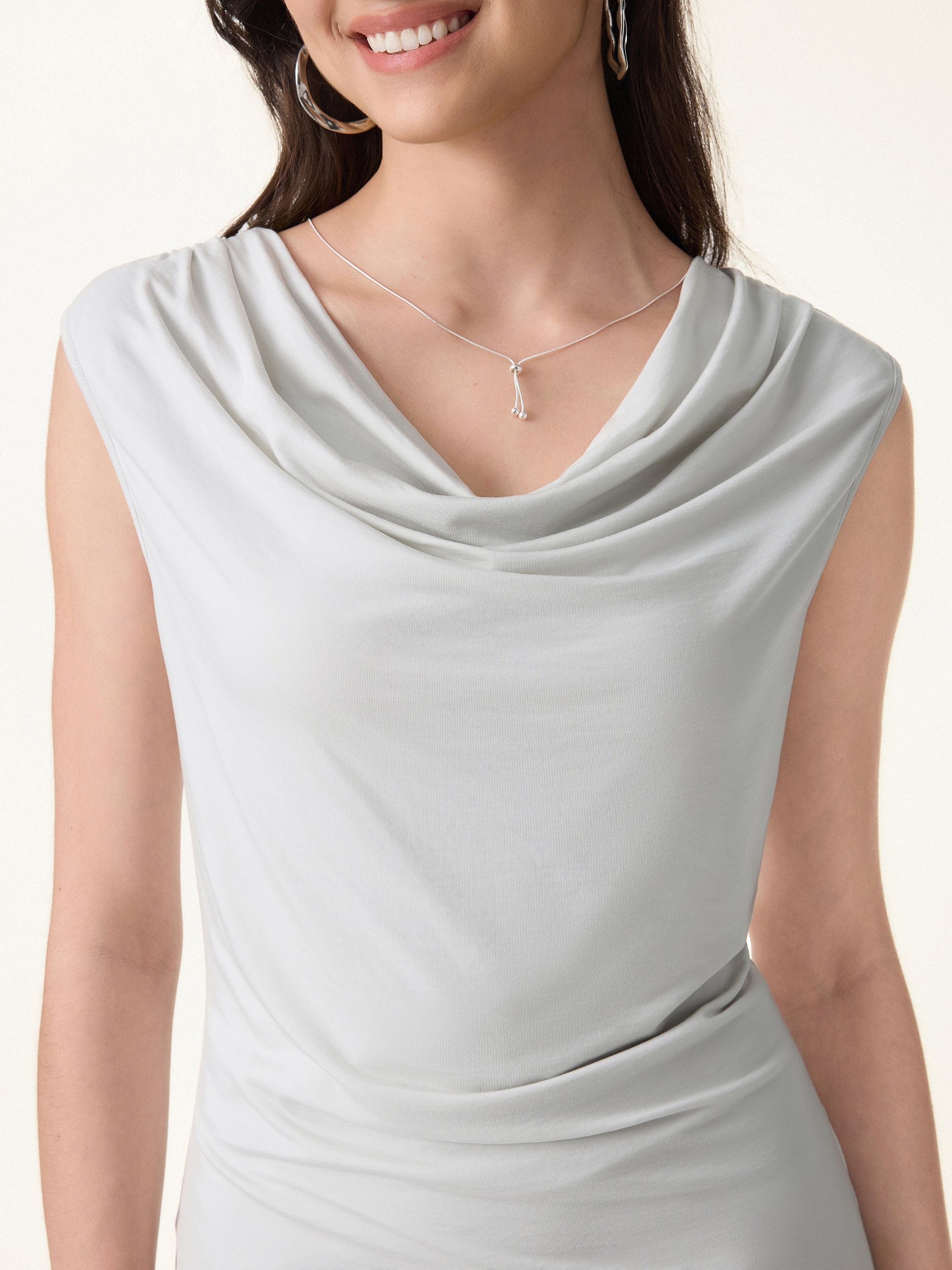 UltraSoft Matte Smooth Cowl Neck Long Tank - Image 2