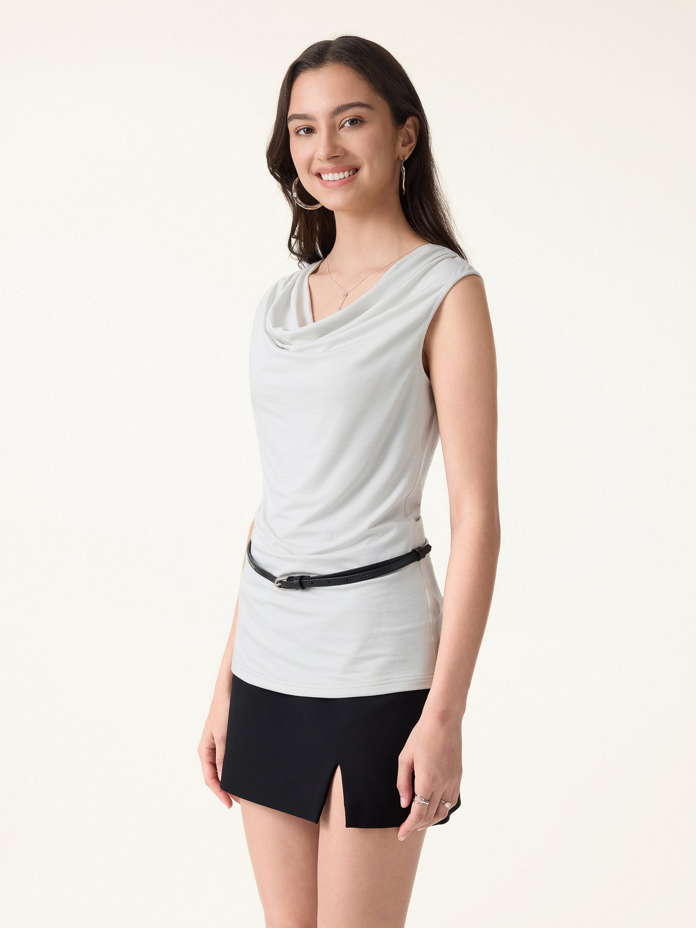 UltraSoft Matte Smooth Cowl Neck Long Tank - Image 7