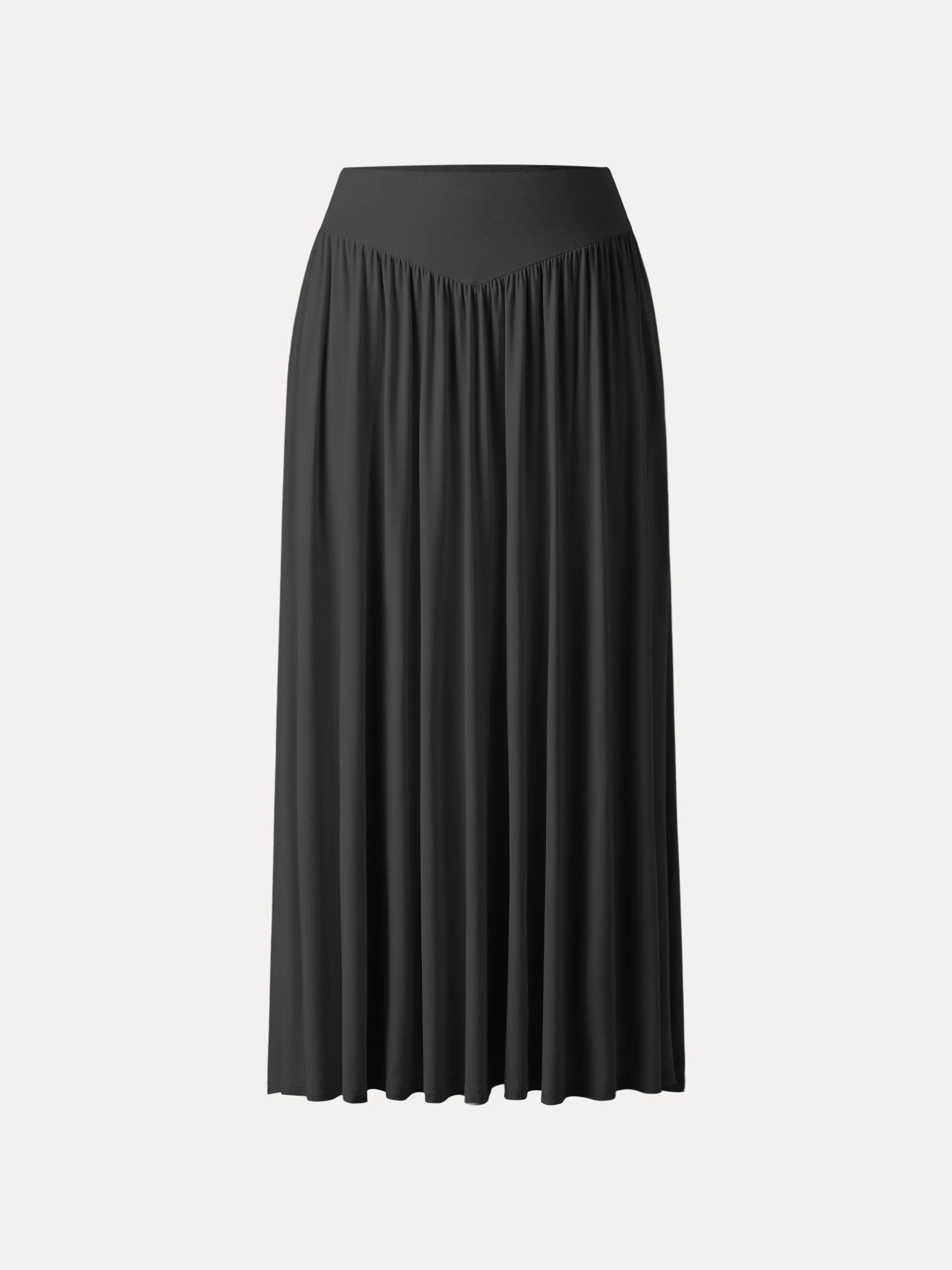 Ultrasoft V-shape Waist Gathred Maxi Circle Skirt with Pockets - Image 13
