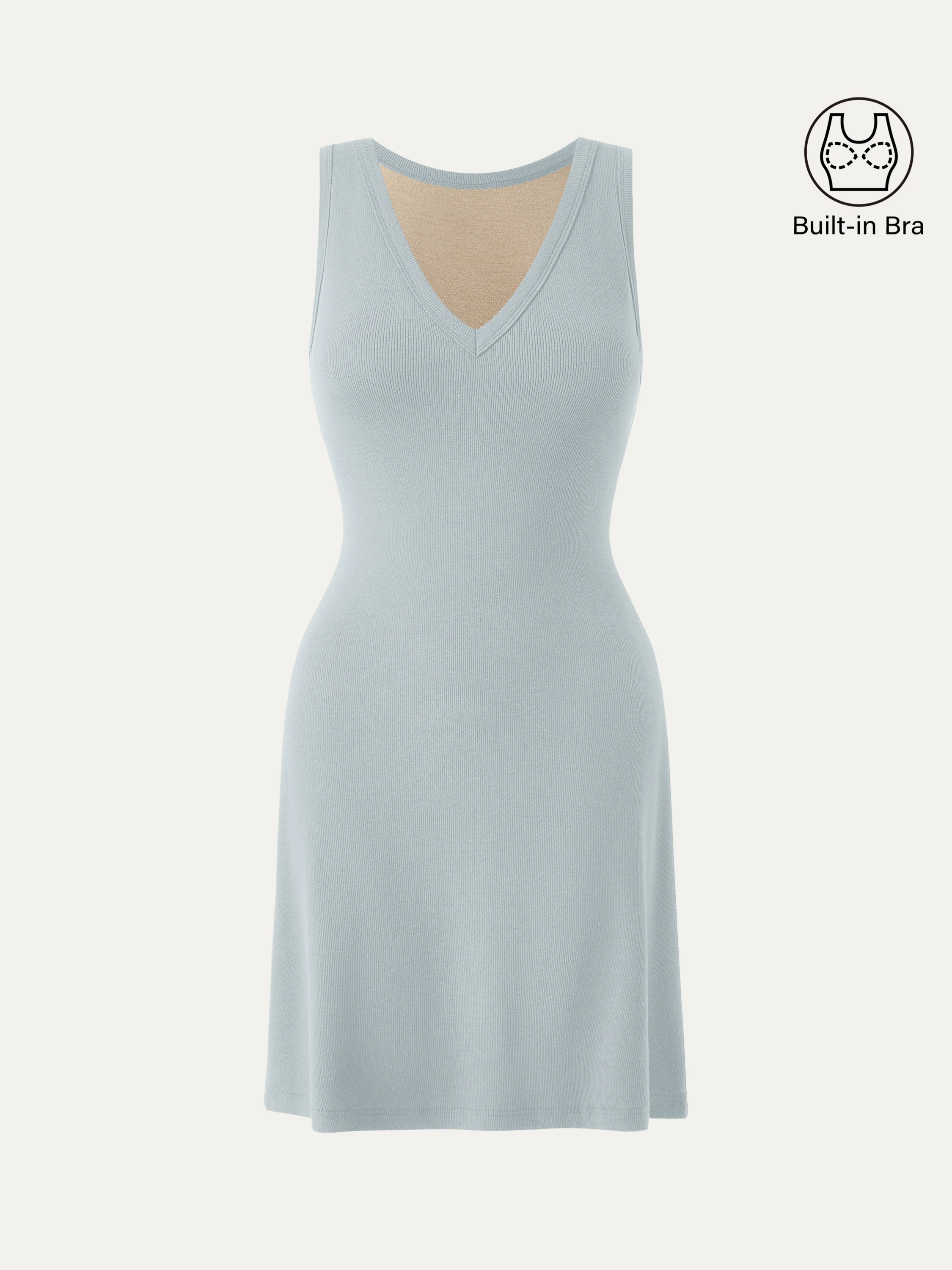 Flattering V-neck A-line New Airy Bra Tank Dress - Image 10