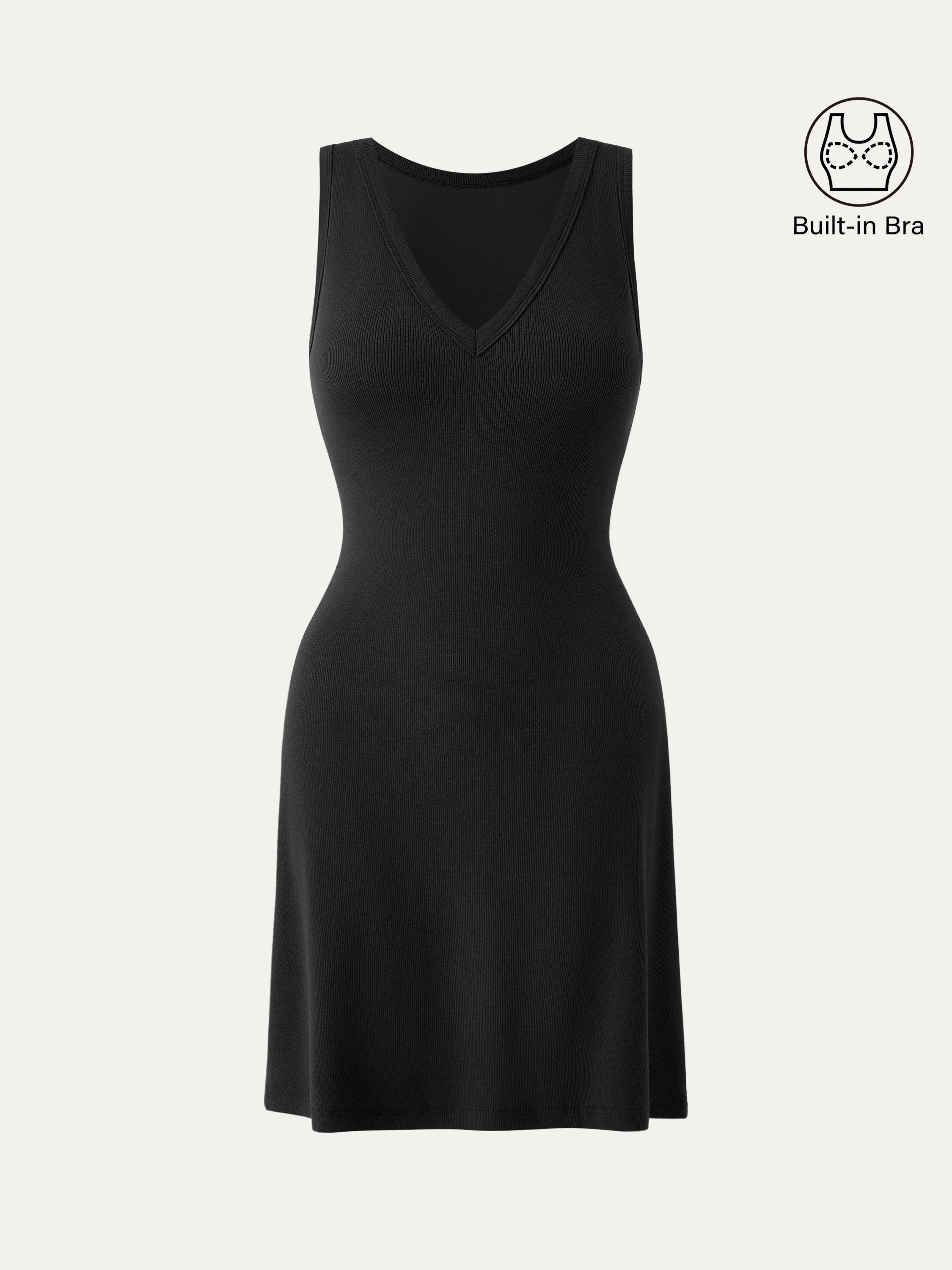 Flattering V-neck A-line New Airy Bra Tank Dress - Image 13