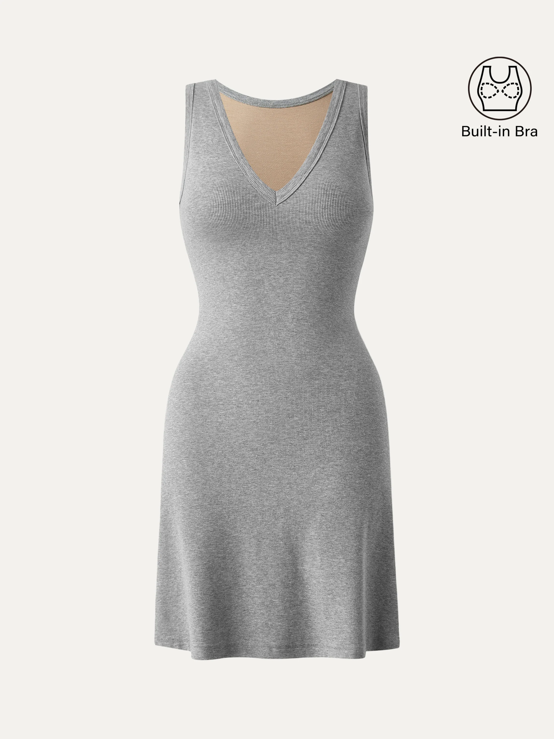 Flattering V-neck A-line New Airy Bra Tank Dress - Image 4