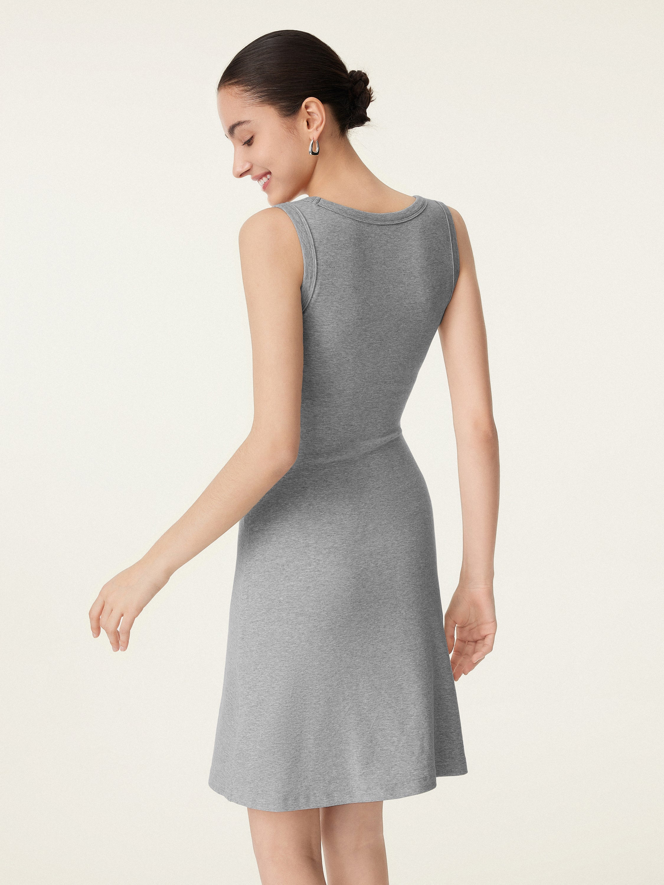 Flattering V-neck A-line New Airy Bra Tank Dress - Image 6