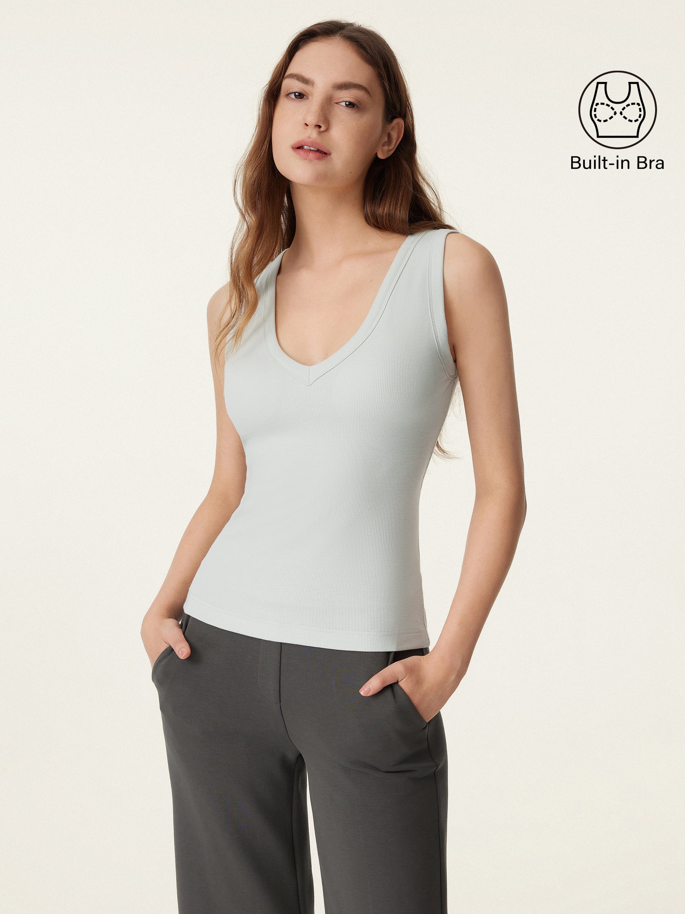 Stretchy V-neck Cotton New Airy Bra Tank - Image 20
