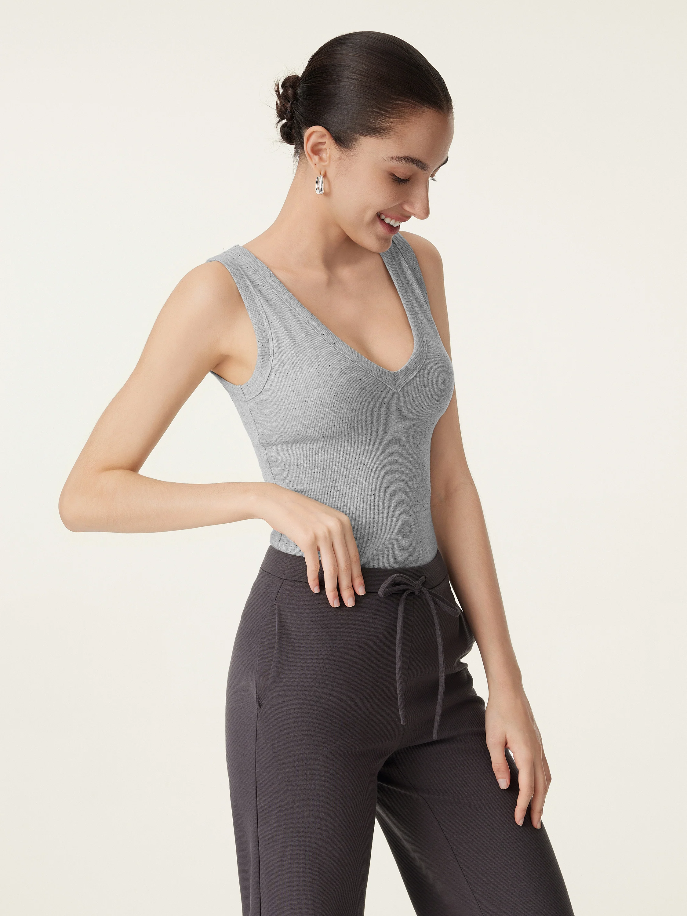 Stretchy V-neck Cotton New Airy Bra Tank - Image 6