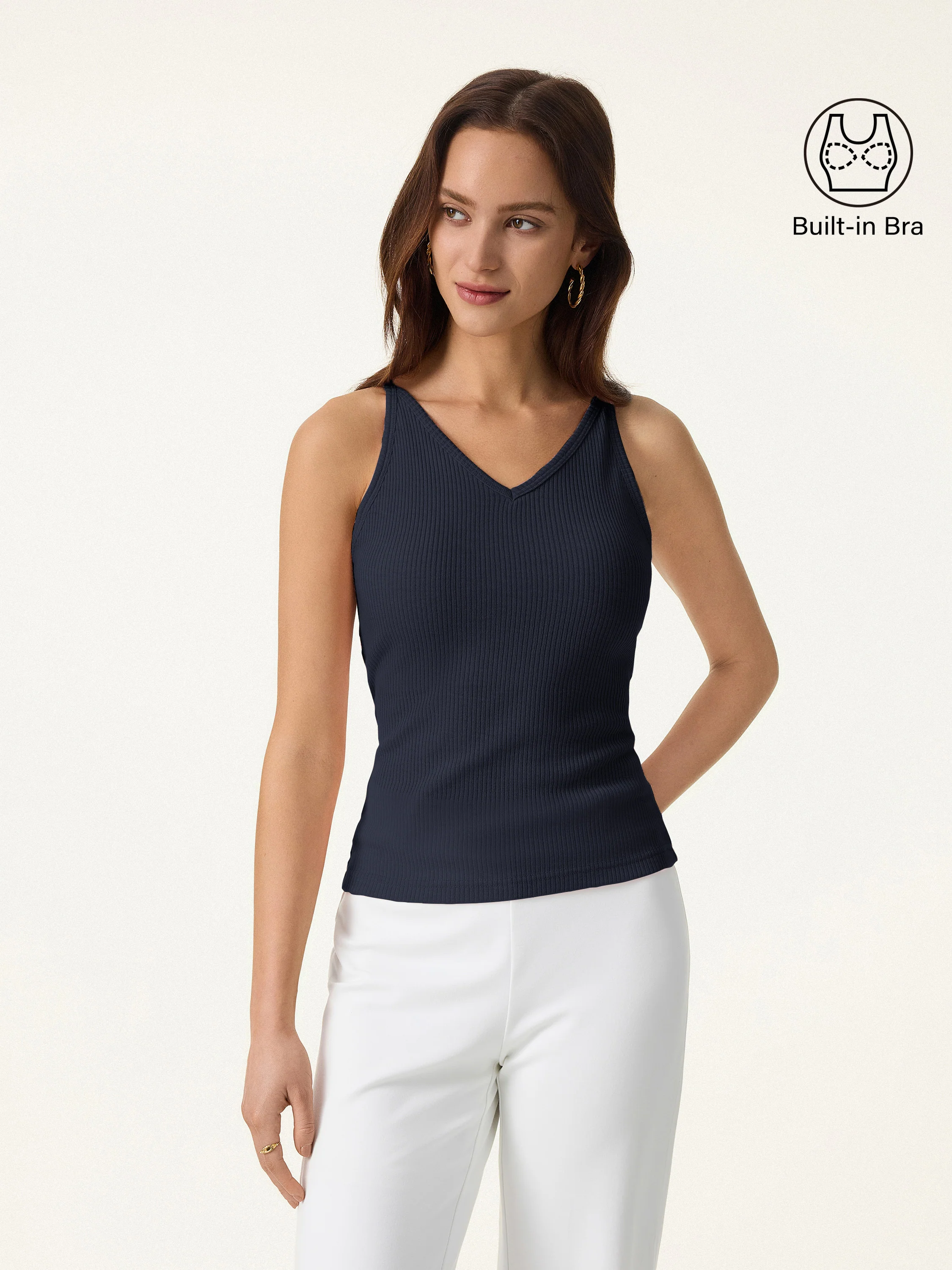 V-Neck Spaghetti Bra Tank - Image 10