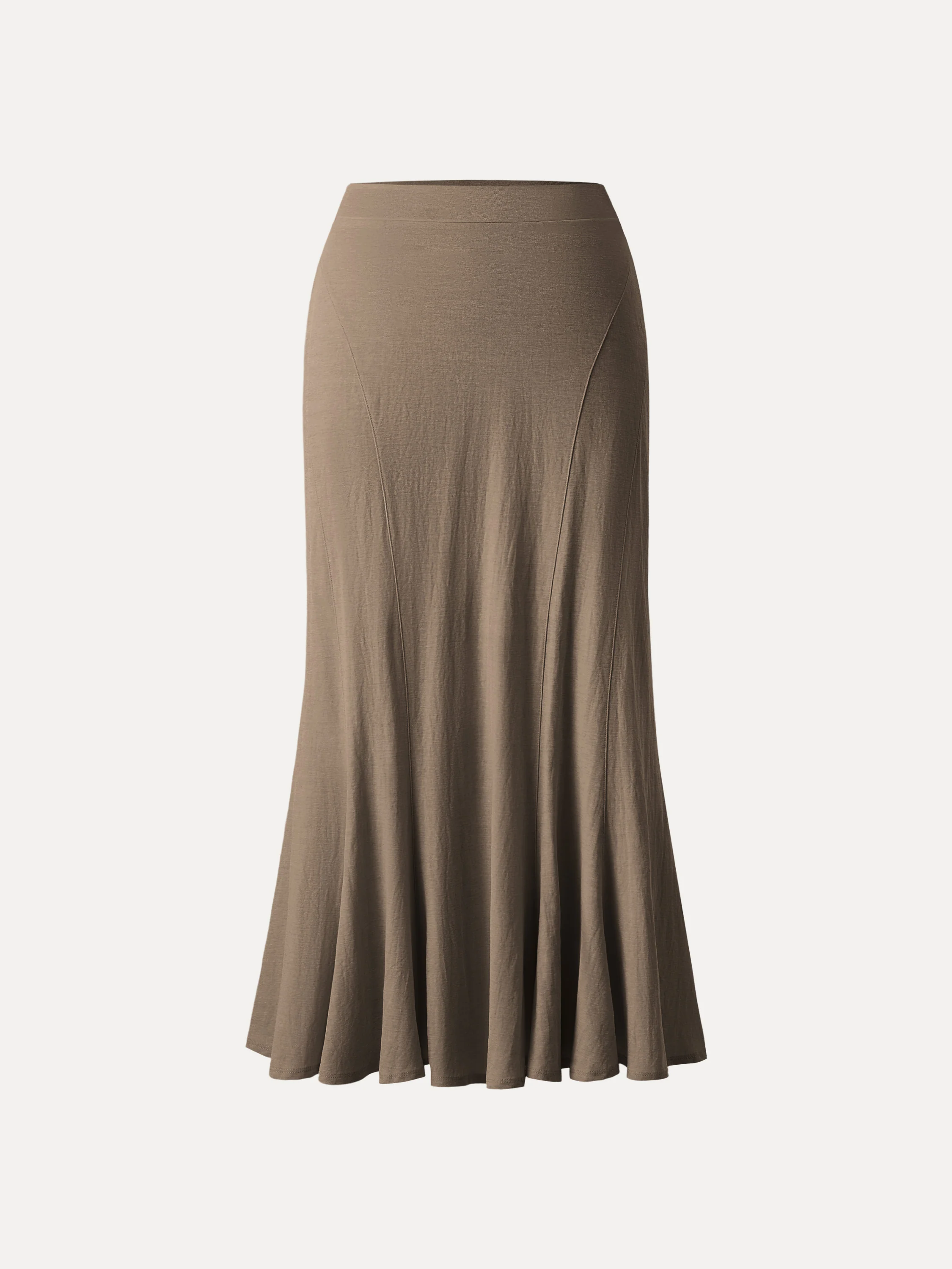 Wrinkle-resistant Cotton-linen Pull-on Midi Skirt - Image 12