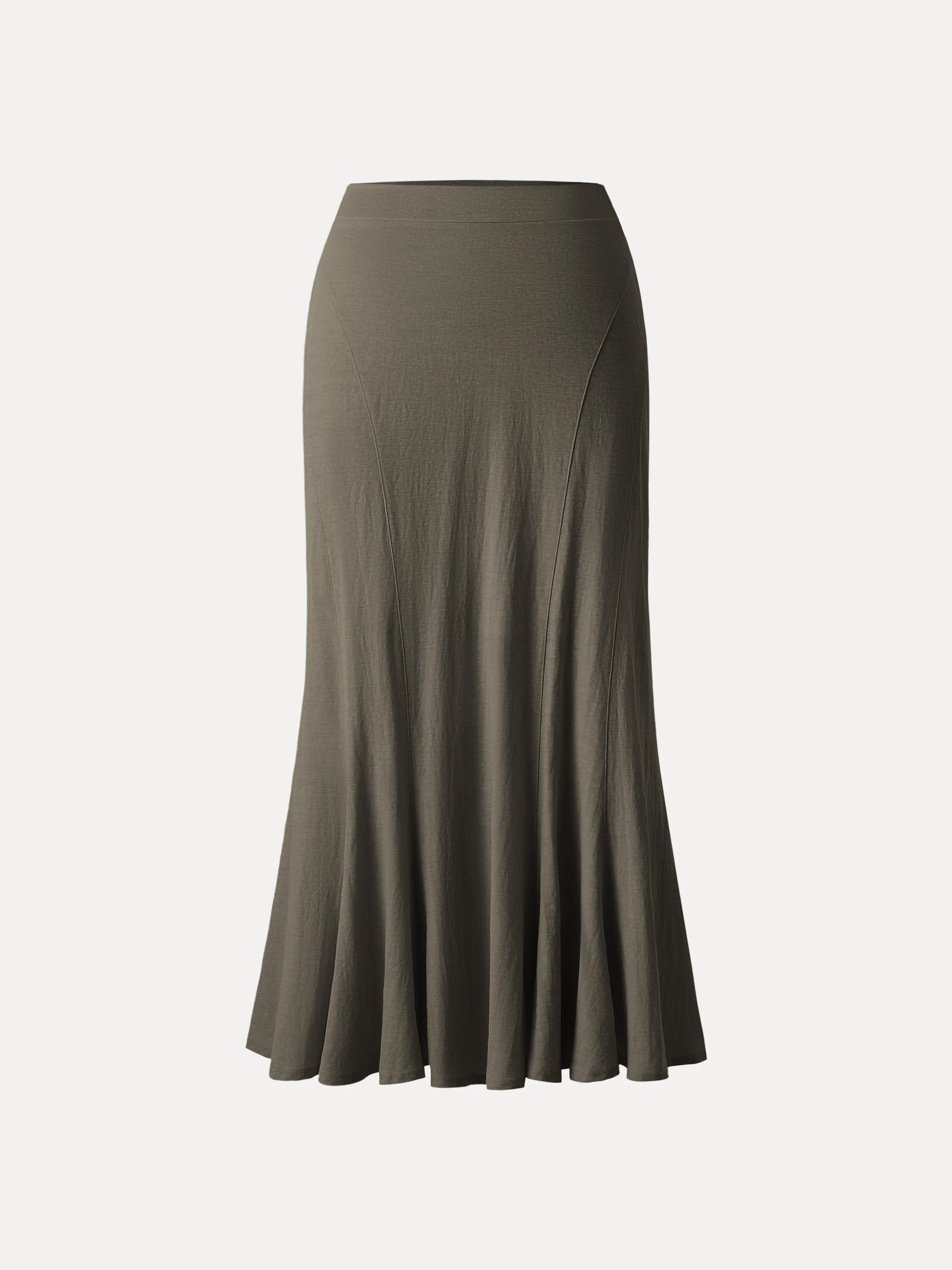Wrinkle-resistant Cotton-linen Pull-on Midi Skirt - Image 13