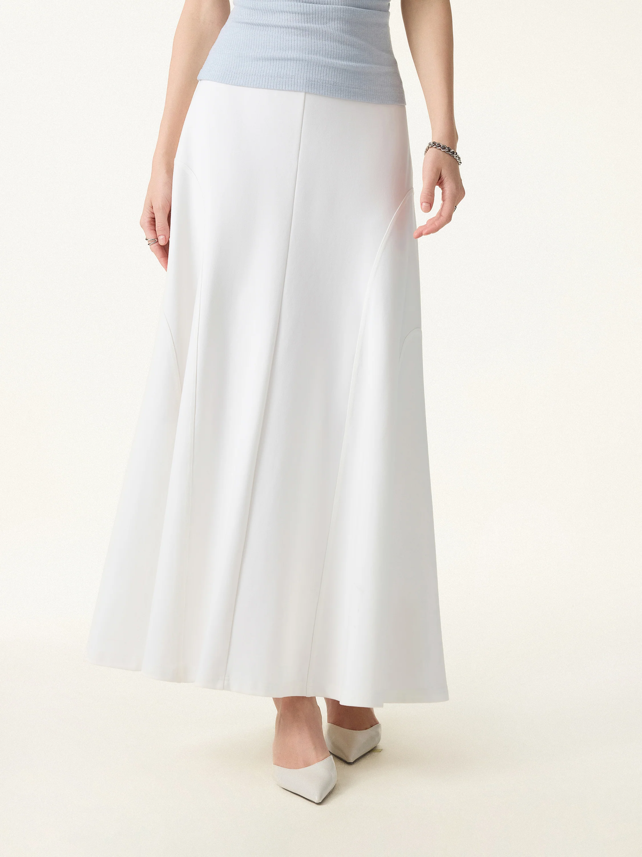 Wrinkle-Resistant A-Line Flared Maxi Skirt - Image 3