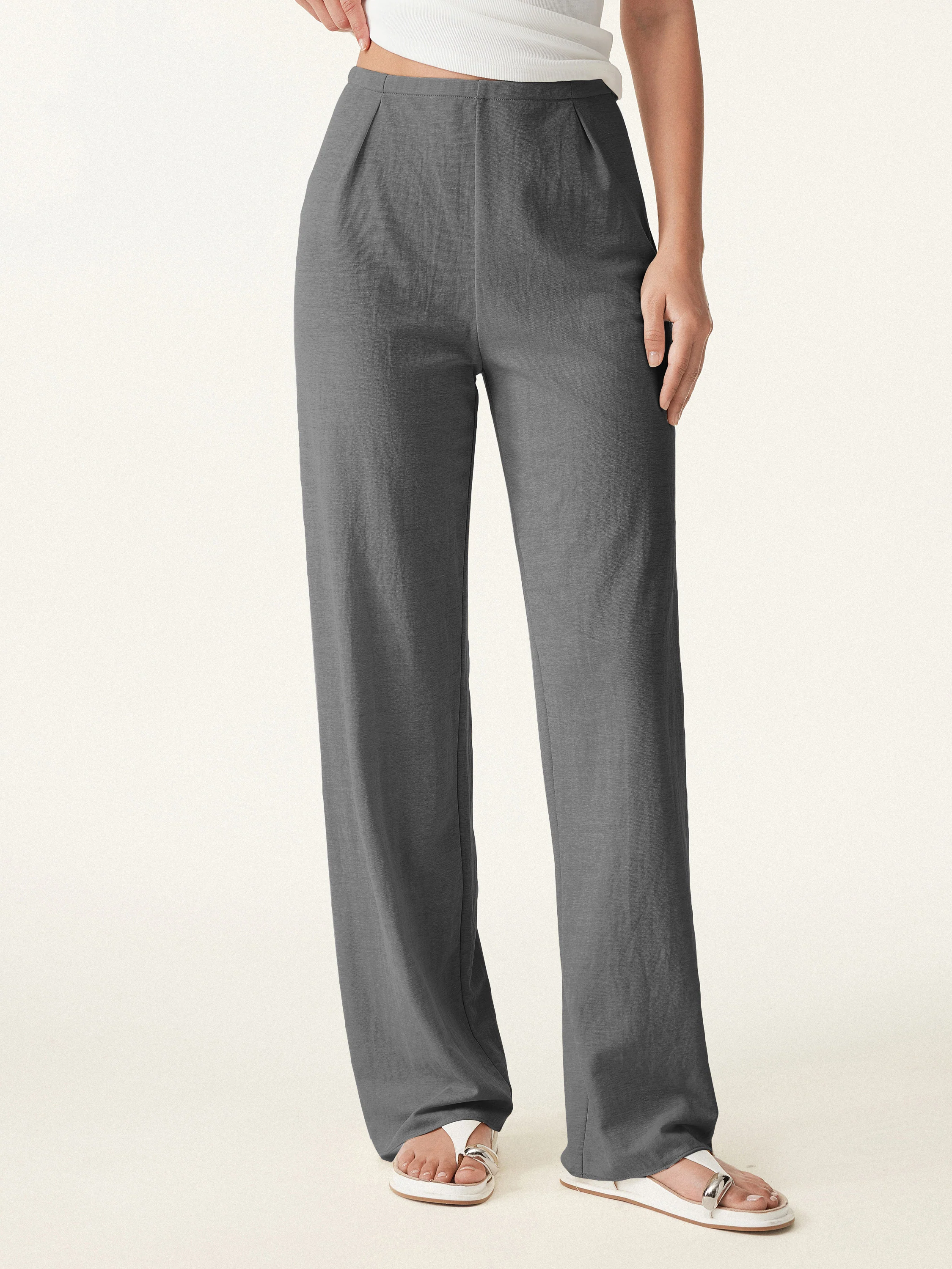 Wrinkle-resistant Cotton-linen Straight Leg Pant - Image 8