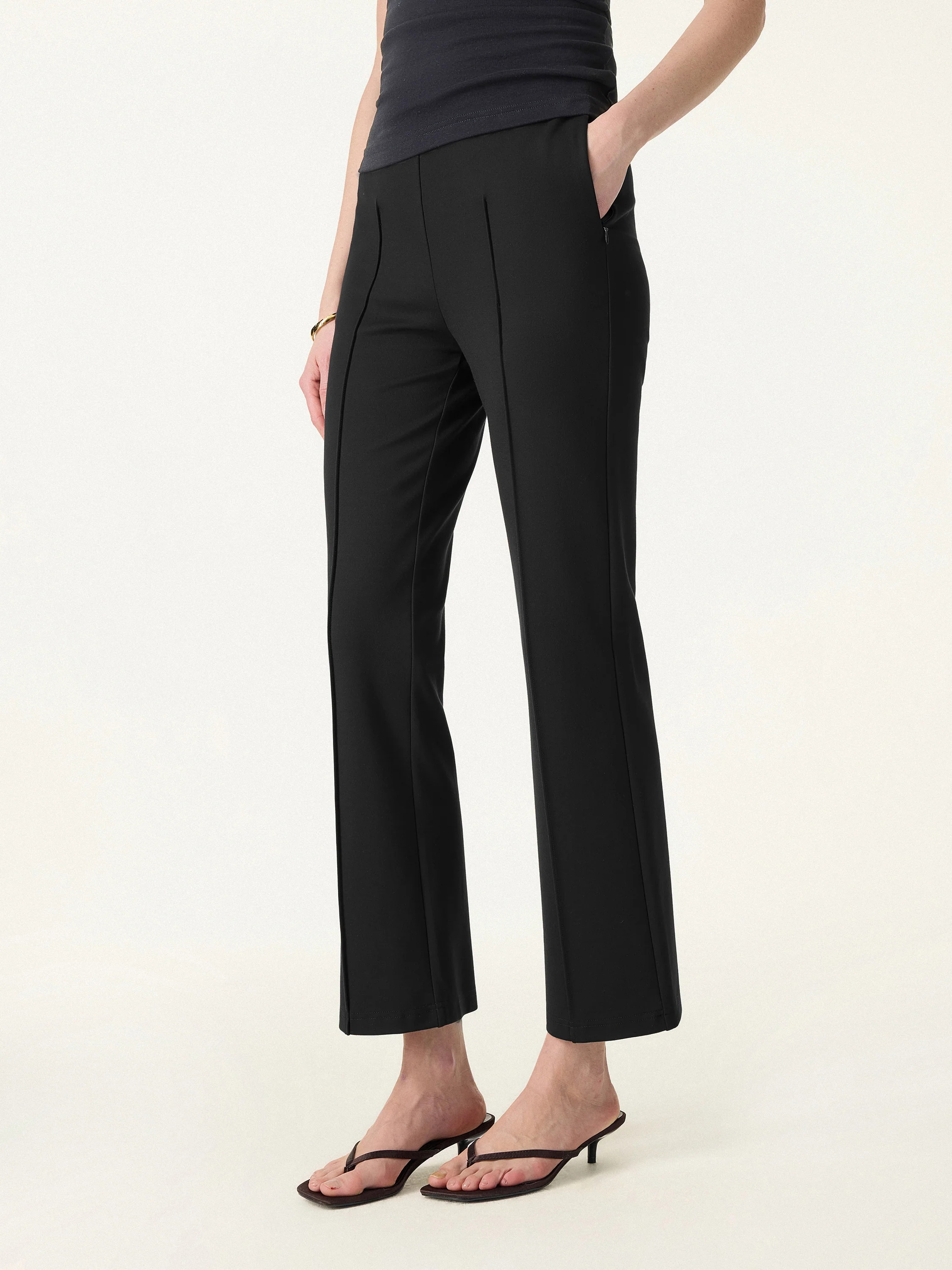 Wrinkle-Resistant High Rise Cropped Flare Leg Travel Pants - Image 14