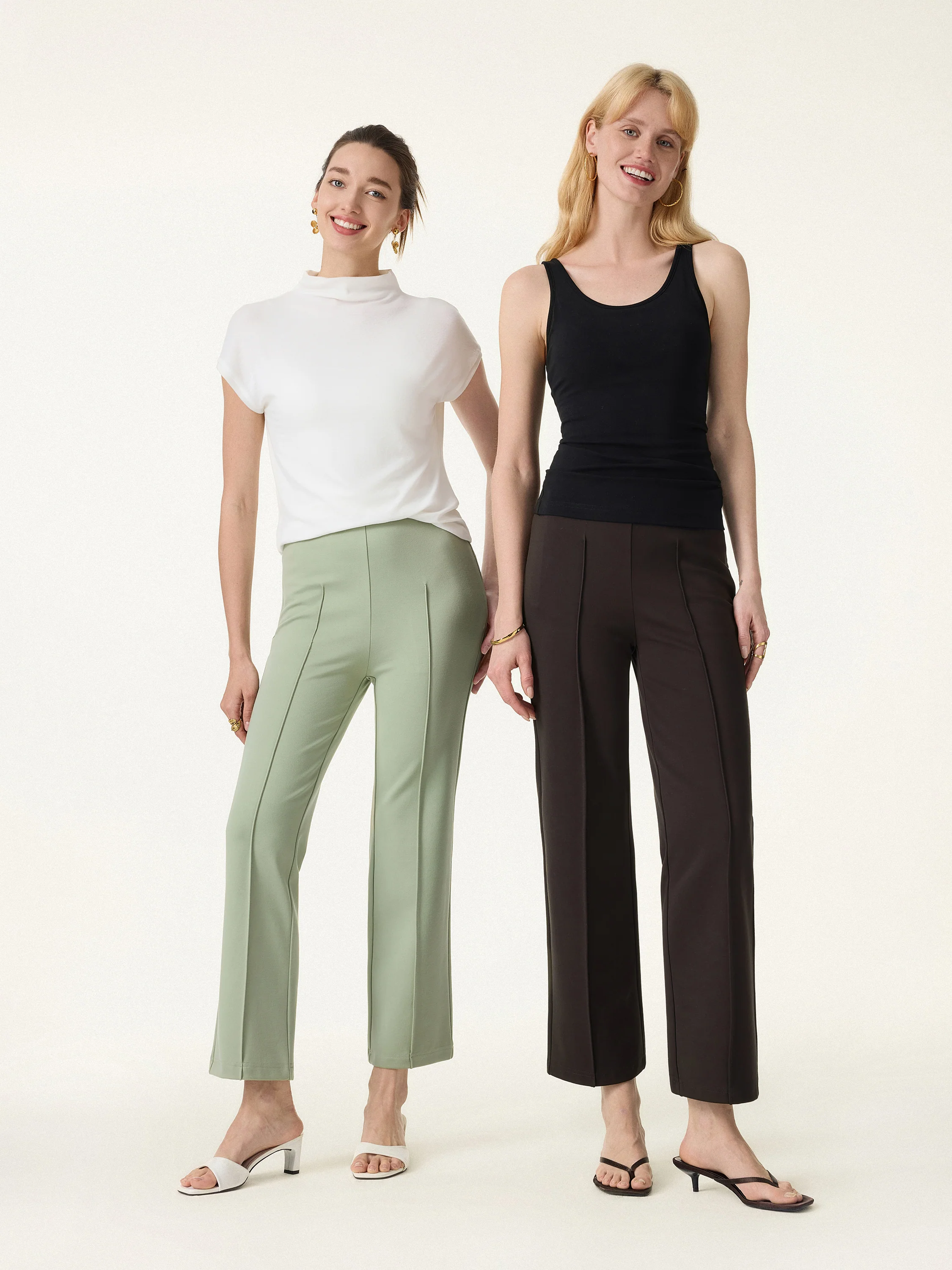Wrinkle-Resistant High Rise Cropped Flare Leg Travel Pants - Image 2