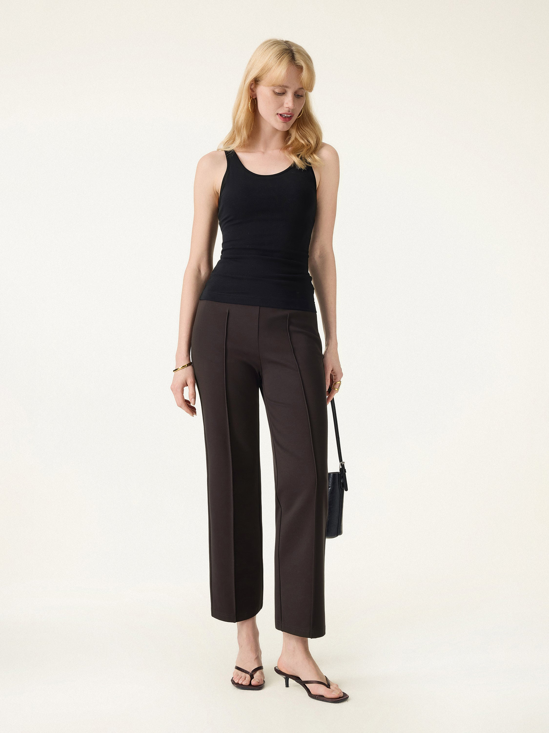 Wrinkle-Resistant High Rise Cropped Flare Leg Travel Pants - Image 3