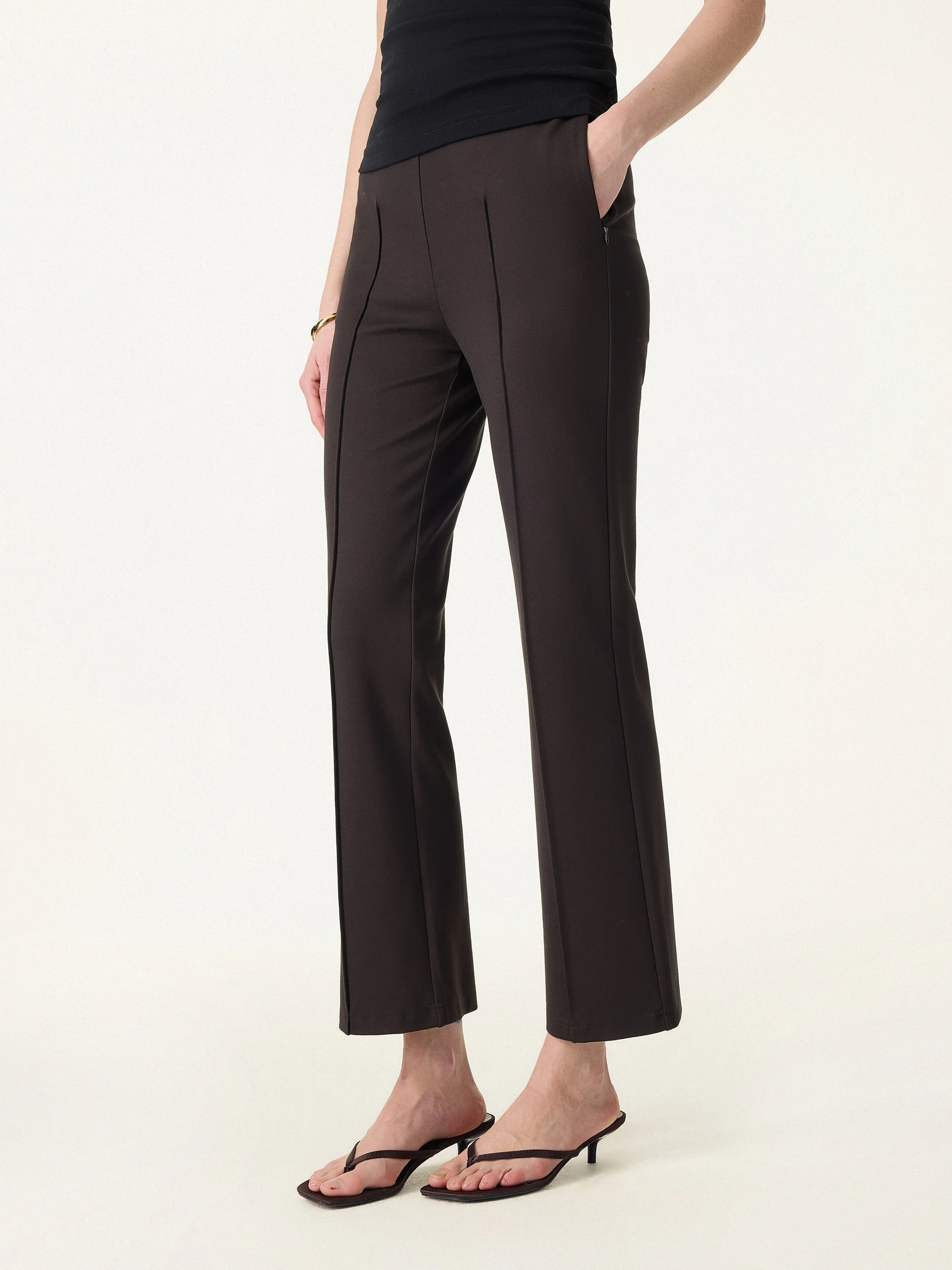 Wrinkle-Resistant High Rise Cropped Flare Leg Travel Pants - Image 4