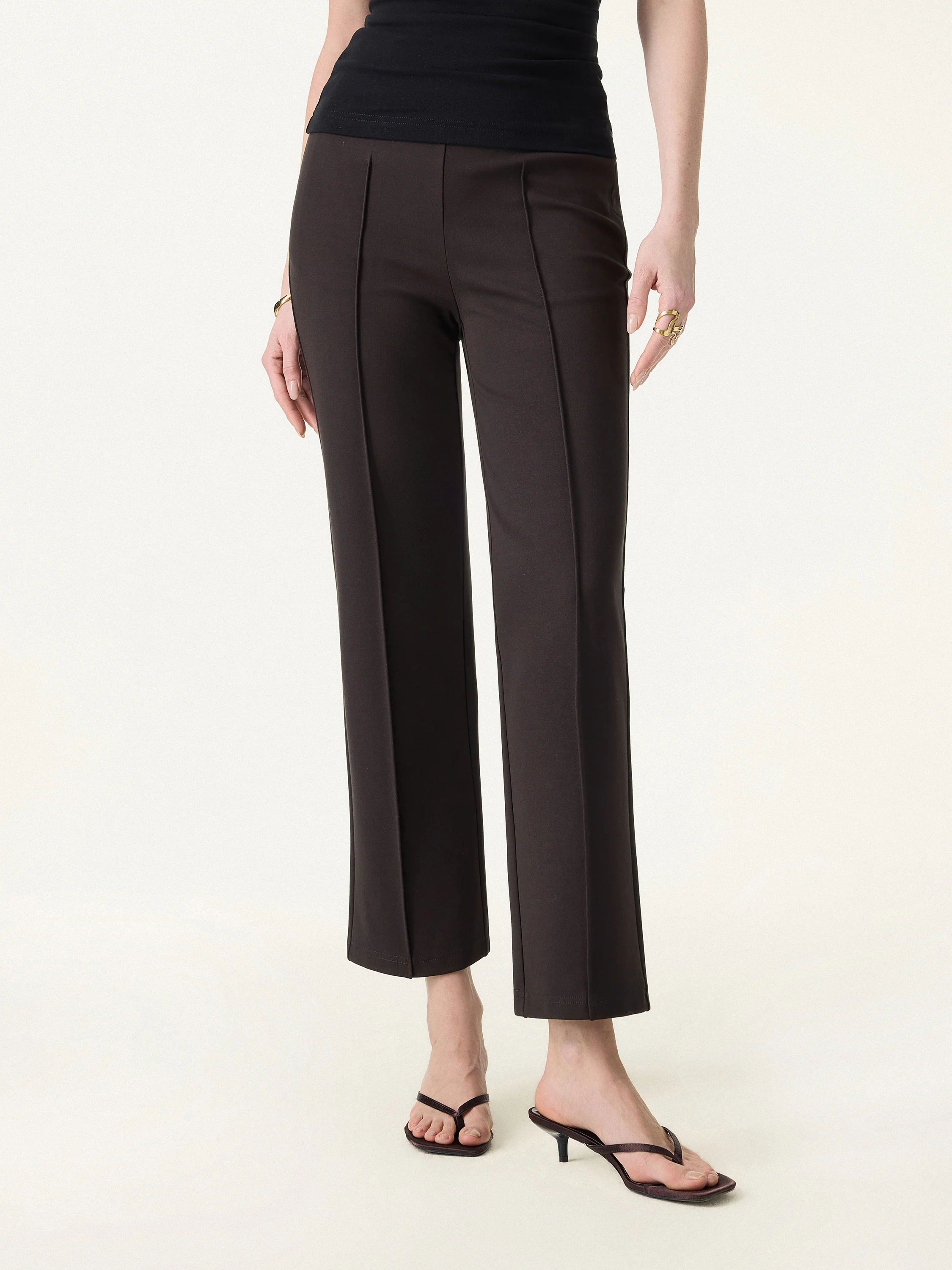 Wrinkle-Resistant High Rise Cropped Flare Leg Travel Pants - Image 7