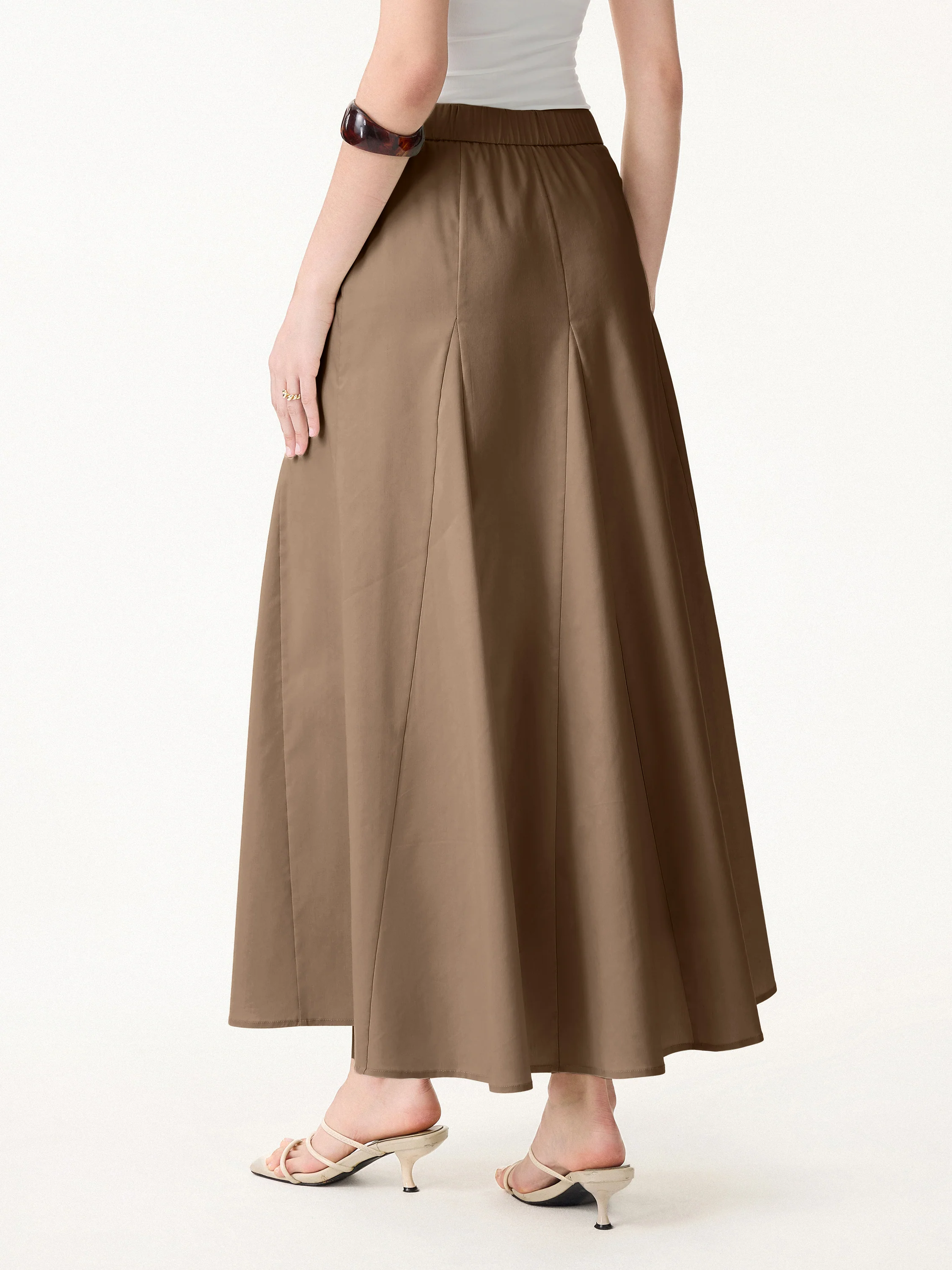 Wrinkle-Resistant Linen Blend Maxi Flare Skirt - Image 7
