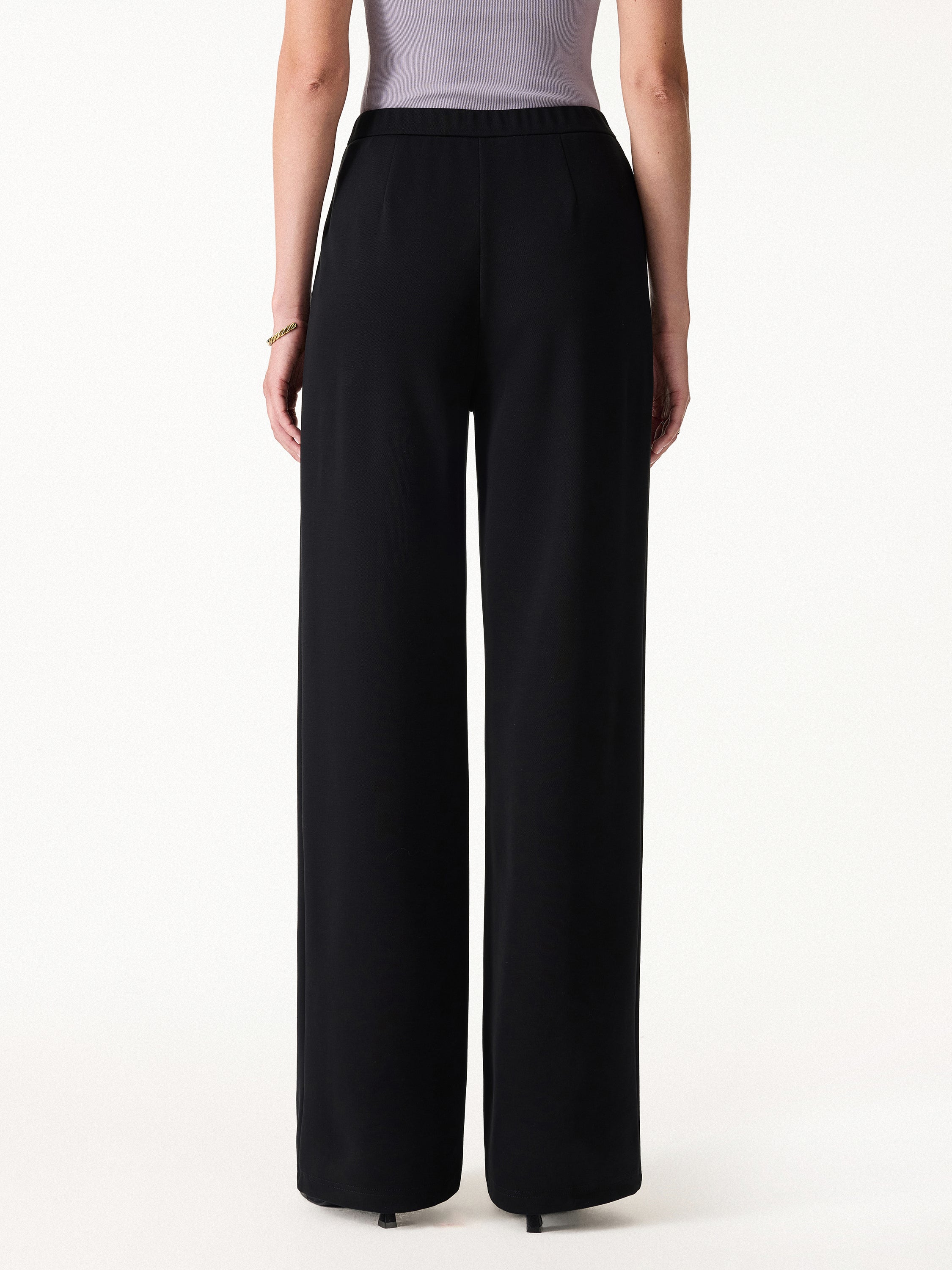 Wrinkle-Resistant Mid Rise Wide Leg Pleated Pants with Pockets - Image 9