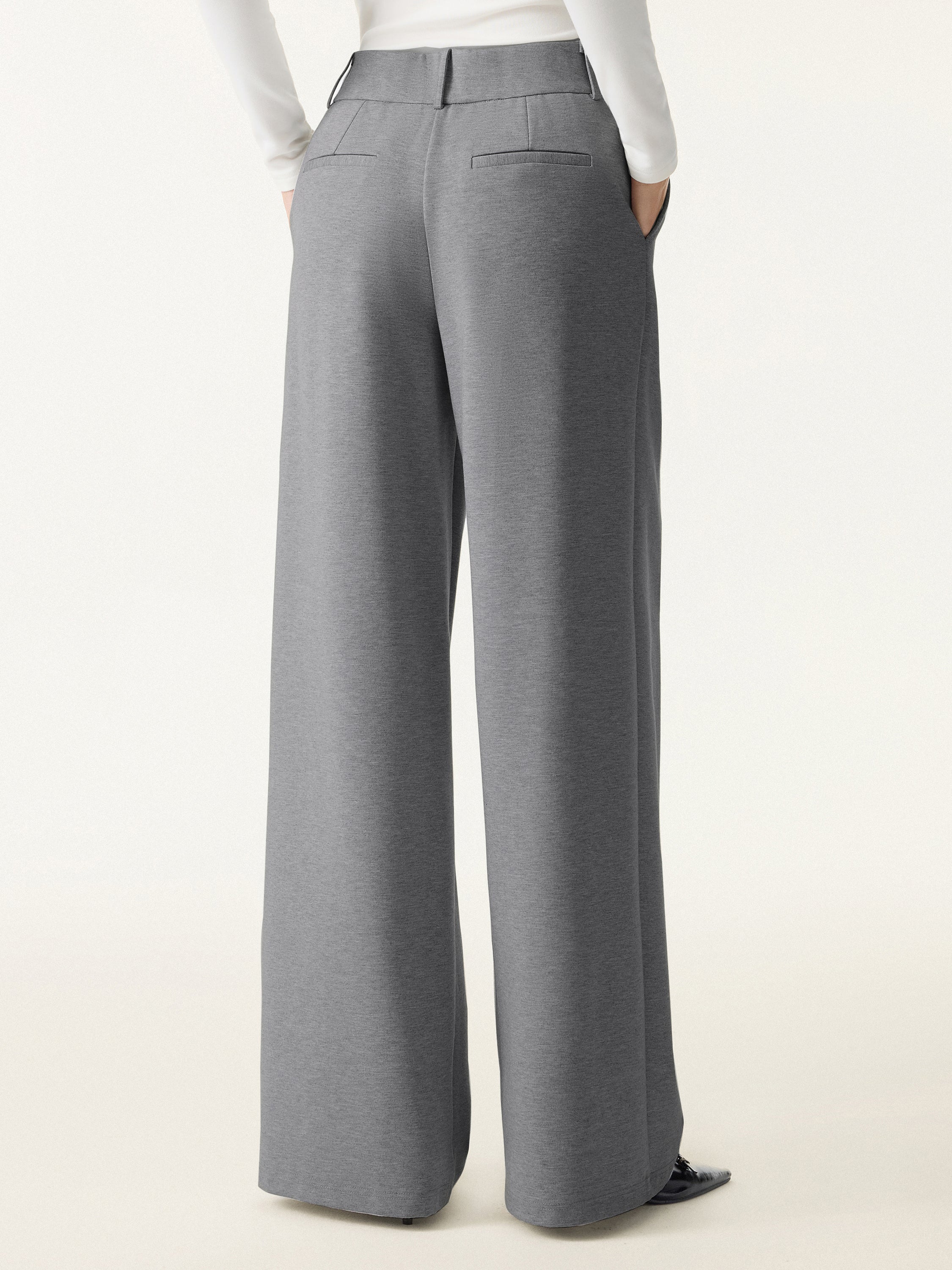 Wrinkle-Resistant Stretchy High Rise Wide Leg Pants with Pockets - Image 7